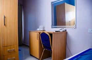 Desk, laptop workspace, soundproofing, free WiFi