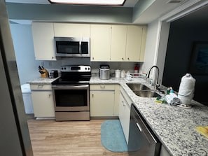 Fridge, microwave, oven, dishwasher