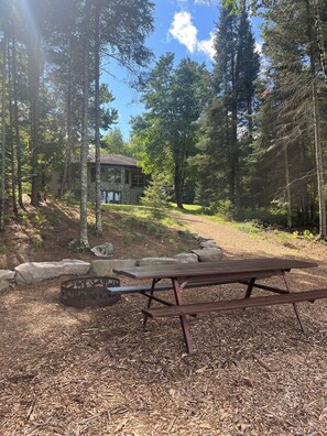 Outdoor dining - A Spacious Lake House with Private Dock (Orr)