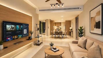 Departamento presidencial | Área de sala de estar | Smart TV de 55 pulgadas con canales digitales