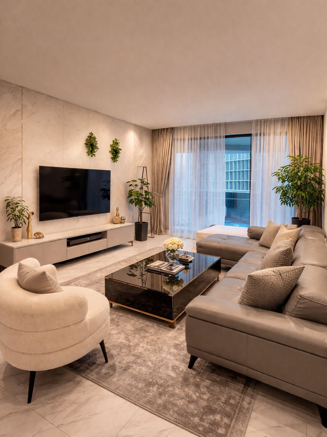 Family Triple Room, Balcony, City View | Living area | 55-inch Smart TV with digital channels