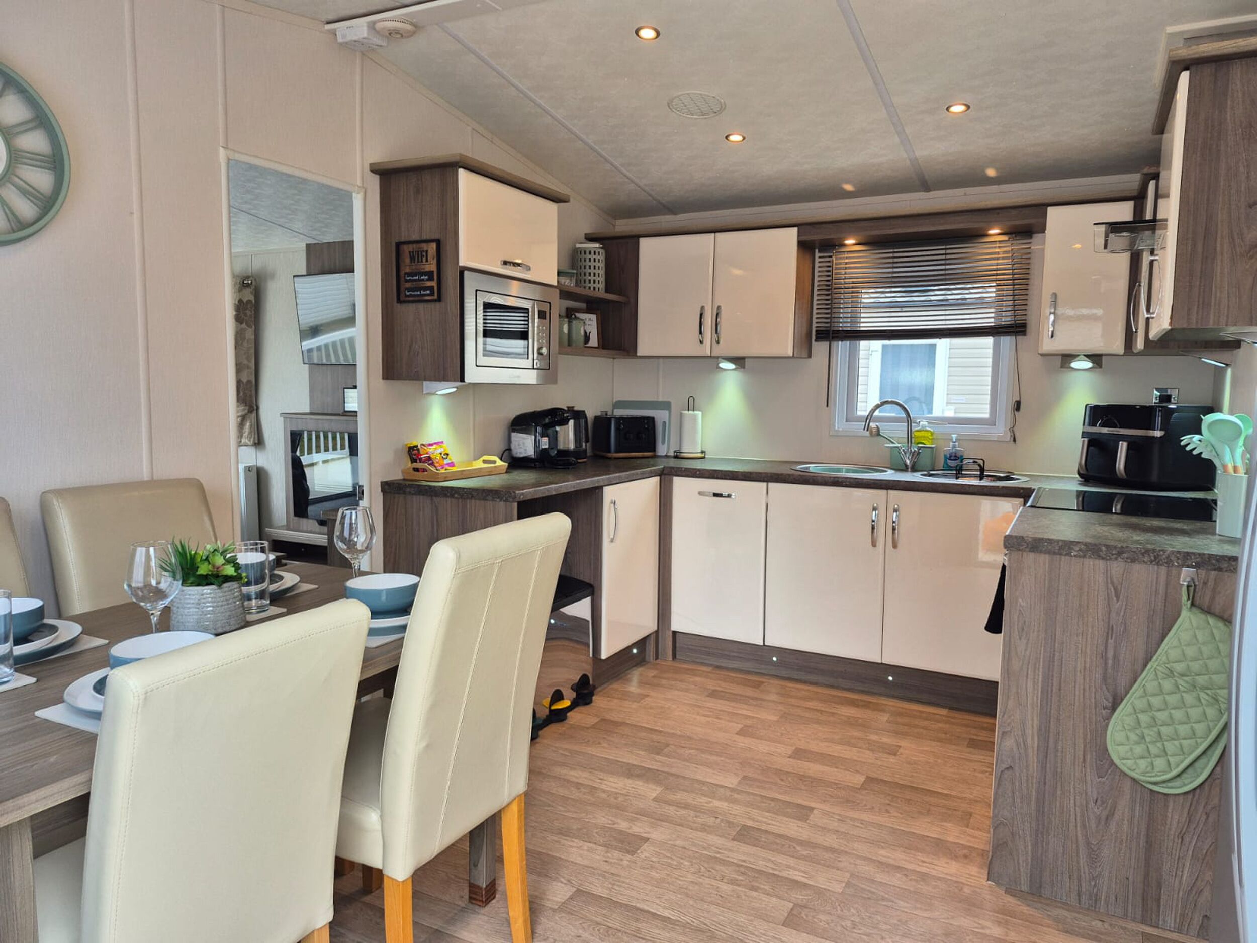 Fridge, microwave, dishwasher, toaster