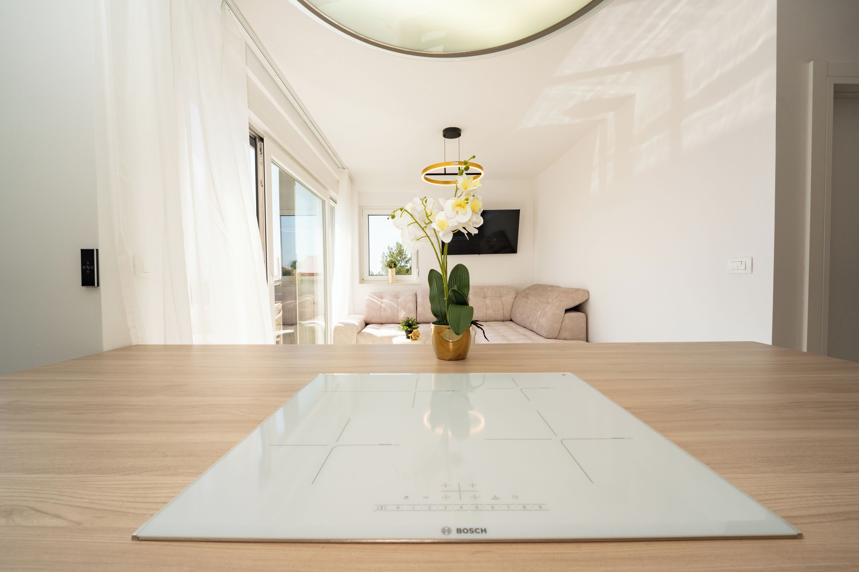 Comfort Apartment, 2 Bedrooms, Sea View | Living area | 50-cm TV with satellite channels
