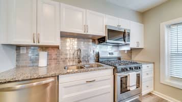 Fridge, microwave, dishwasher, coffee/tea maker