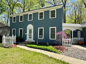 Exterior - The Big Blue House – Spacious Bryan Retreat w/Game Room & Dog-Friendly Yard (Bryan)