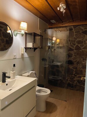 Douche, sèche-cheveux, serviettes fournies, papier toilette