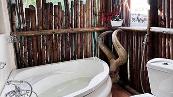 Shower, bidet, towels, toilet paper