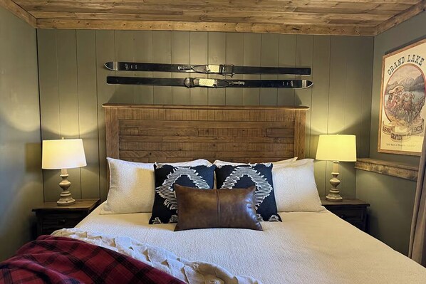 1 bedroom, desk, iron/ironing board, travel cot