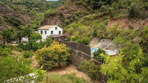 A white house with a sloped roof, surrounded by lush greenery and a rocky hillside. - El Molinillo de Jimera Jimera de Libar by Ruralidays (Málaga)