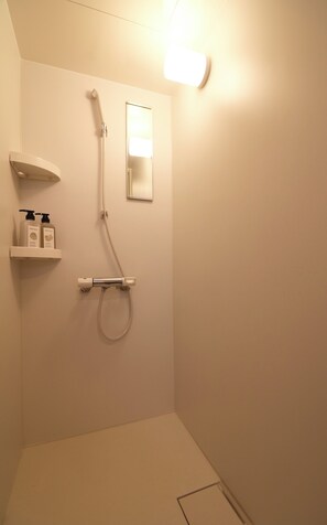 Shower, free toiletries, hair dryer, slippers