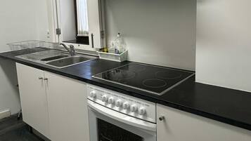 Fridge, microwave, oven, electric kettle