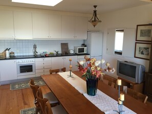 Fridge, microwave, oven, toaster