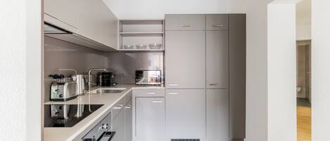 Kühlschrank, Mikrowelle, Ofen, Herdplatte