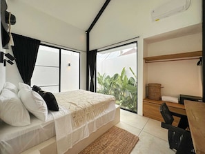 Villa Deluxe, 1 chambre, patio, vue piscine | Draps en coton égyptien, literie de qualité supérieure