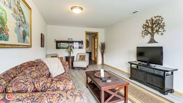 TV, fireplace