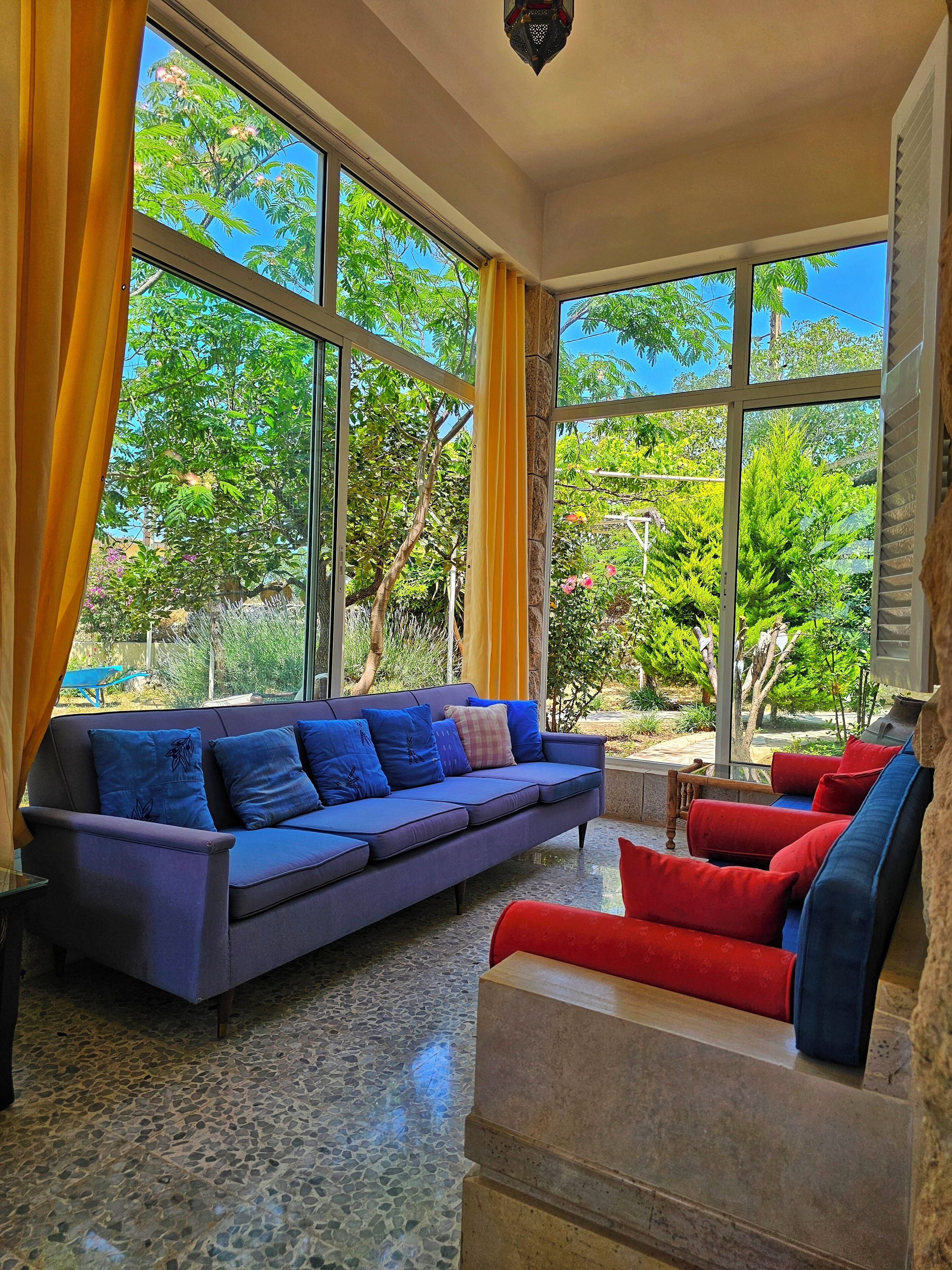 TV connectée, cheminée, lecteur de DVD, livres