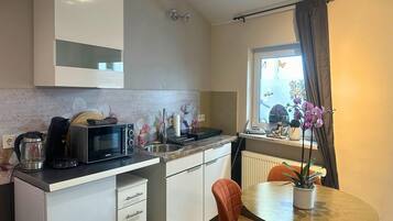 Kühlschrank, Mikrowelle, Herdplatte, Geschirrspüler