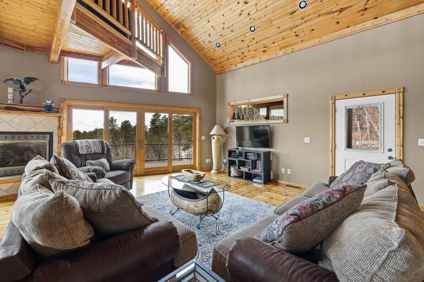 TV, fireplace