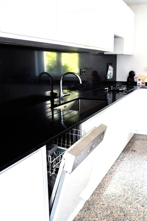 Microwave, oven, stovetop, dishwasher