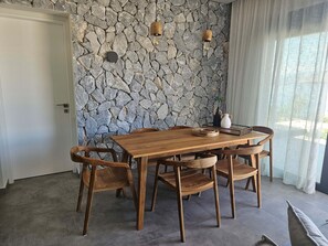 Dining - Luxury villa with large terrace, lounge area, pool, jacuzzi + magnificent sea view. (Palairos)