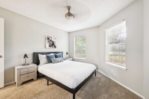 2 bedrooms, desk, iron/ironing board, travel cot