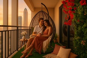 Deluxe Apartment, Balcony, Pool View | Terrace/patio