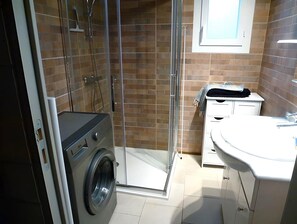 Hair dryer, soap, toilet paper