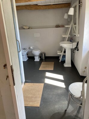 Dutxa, assecador de cabells, bidet i tovalloles 