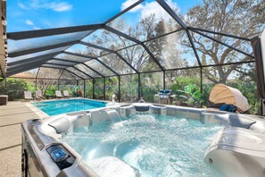 Terrace/patio - Modern 3BR Naples retreat with private pool & hot tub, near beaches. Bonus: Miami World Cup matches just a scenic drive away. (Naples)