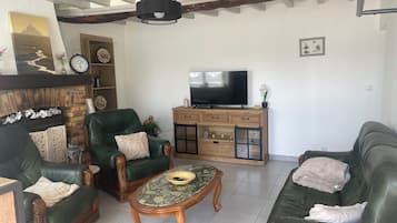 Smart TV, DVD player, table football, books