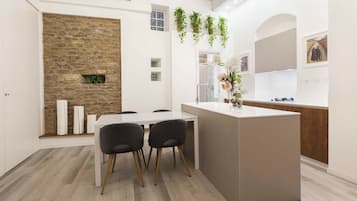 Comfort Apartment | Private kitchen | Microwave, stovetop, dishwasher, cookware/dishes/utensils