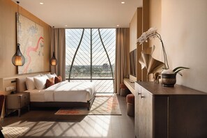 Bộ đồ giường cao cấp, nệm có lớp đệm bông, minibar 