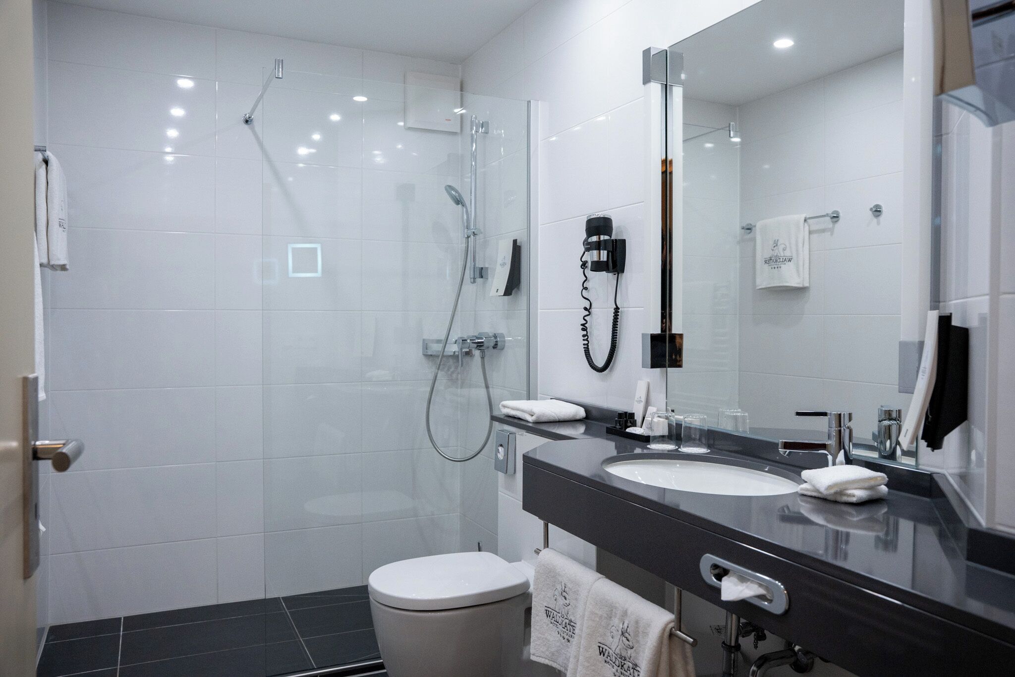 Junior-Suite, 1 Schlafzimmer, Nichtraucher, Balkon | Badezimmer | Haartrockner, Hausschuhe, Handtücher, Seife