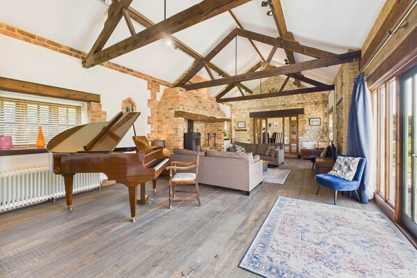 TV, fireplace, offices