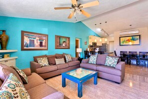 Smart TV, offices - Beachfront Bliss | Oceanview Terrace, 2 Pools, Palapa Bar, Gym & BBQ Grill (Cabo San Lucas)