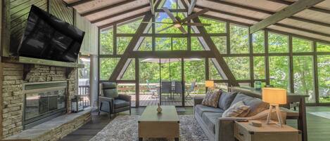 TV connectée, cheminée