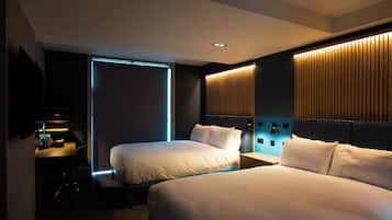 Family Room, 2 King Beds | Desk, laptop workspace, blackout curtains, iron/ironing board