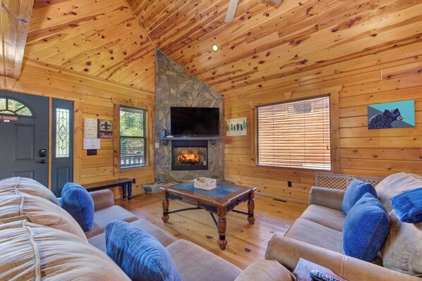 TV, fireplace, table football