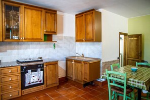 Fridge, stovetop, coffee/tea maker, cookware/dishes/utensils