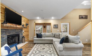 TV, fireplace, video games