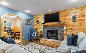 TV, fireplace, video games