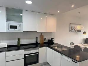 Fridge, microwave, oven, dishwasher
