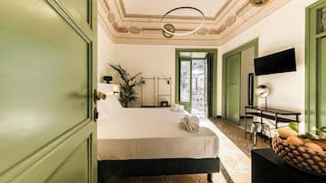 Junior Suite, Balcony, City View | Premium bedding, down duvets, memory-foam beds, minibar