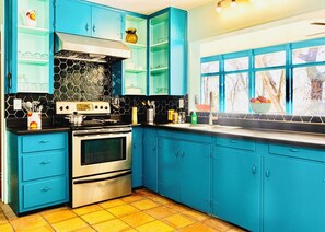 Fridge, microwave, oven, stovetop - Charming House just Steps from the Best Swimming Hole on the Frio (Concan)