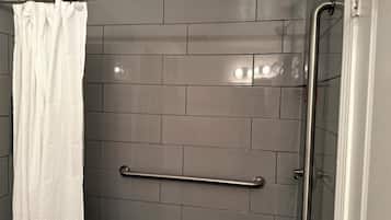 Shower, towels, soap, shampoo