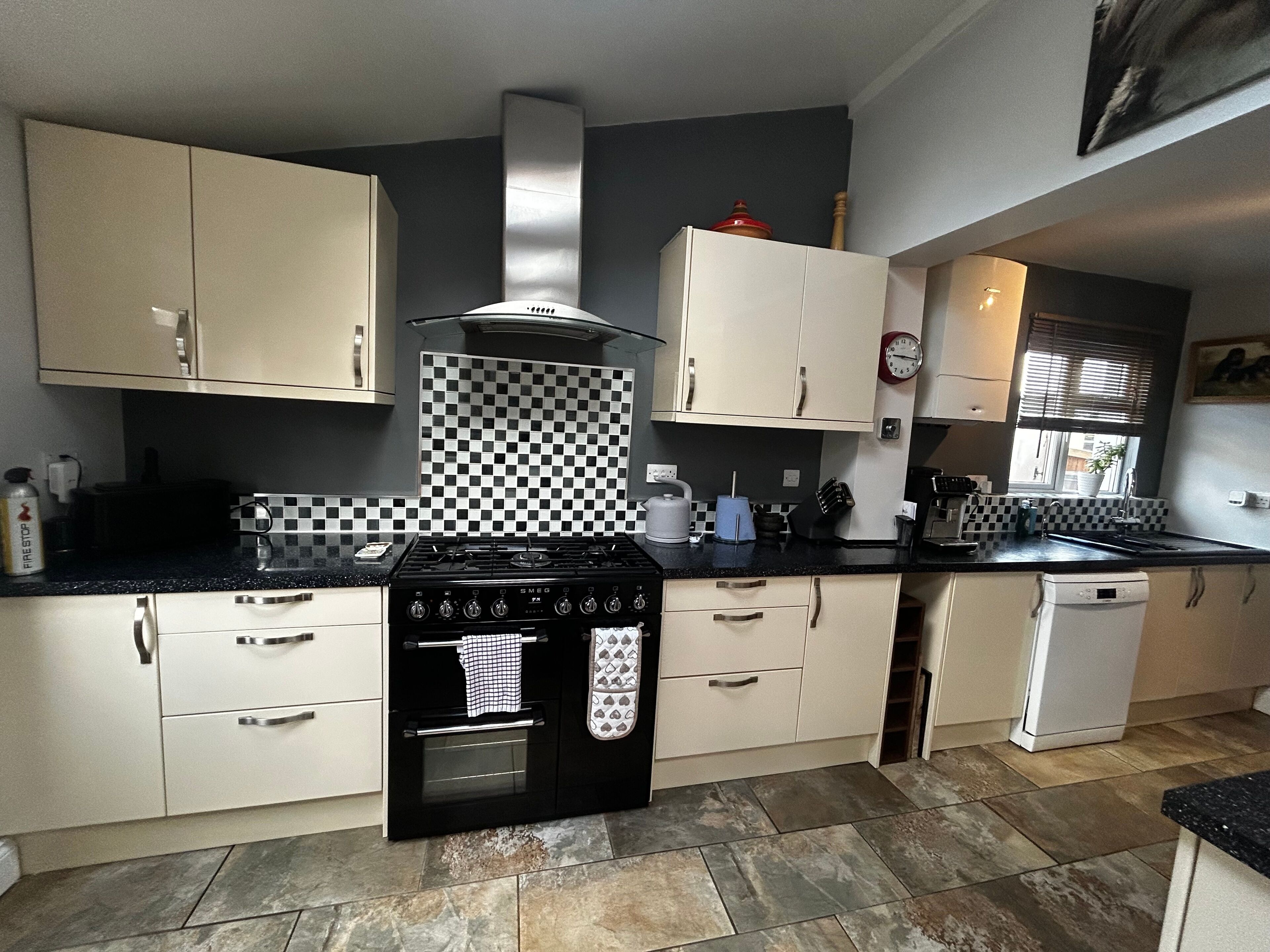 Fridge, microwave, dishwasher, coffee/tea maker