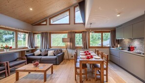 Dining - Wifi, ski-in/ski-out & foot of the slopes, sauna, hammam, tv, ski locker, 78m², Vercorin (Vercorin)
