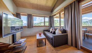 Living area - Wifi, ski-in/ski-out & foot of the slopes, sauna, hammam, balcony, tv, ski locker, 62m², Vercorin (Vercorin)