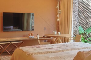 Comfort Room (Cabana Vila) | Living area | 65-inch Smart TV with digital channels - Origem Patacho Design Hotel (Porto de Pedras)