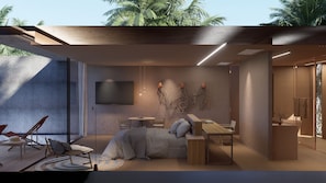 Chambre Double Deluxe, vue océan (Cabana Mar) | Minibar, coffres-forts dans les chambres, bureau, rideaux occultants